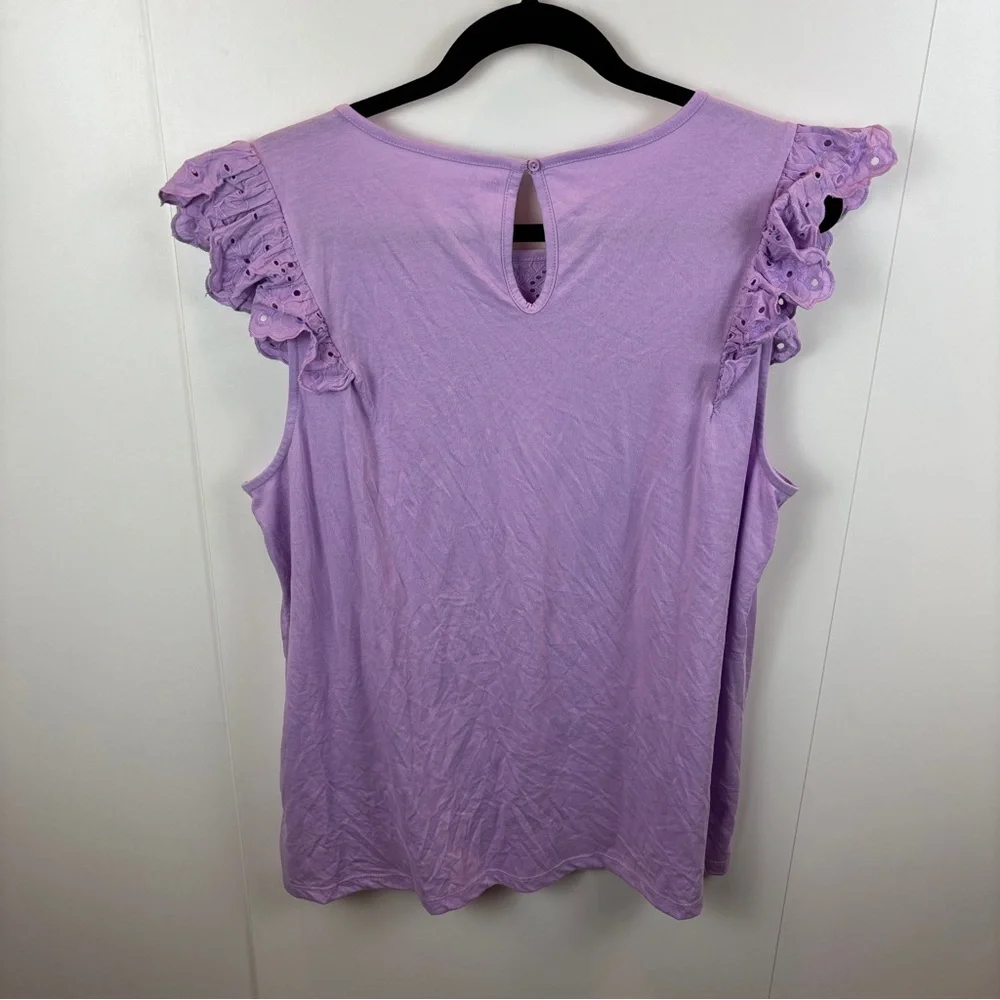 NWT Lilly Pulitzer Lavender Eyelet Lace Ruffle Sleeveless Bev Top Purple sz XL - Picture 3 of 9